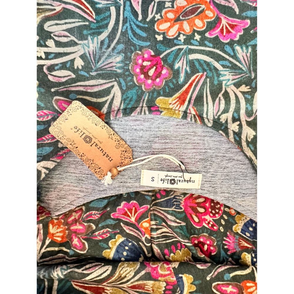 Natural Life Floral Knit Midi Dress 3/4 Sleeve Pockets Multi Color - Picture 6 of 8